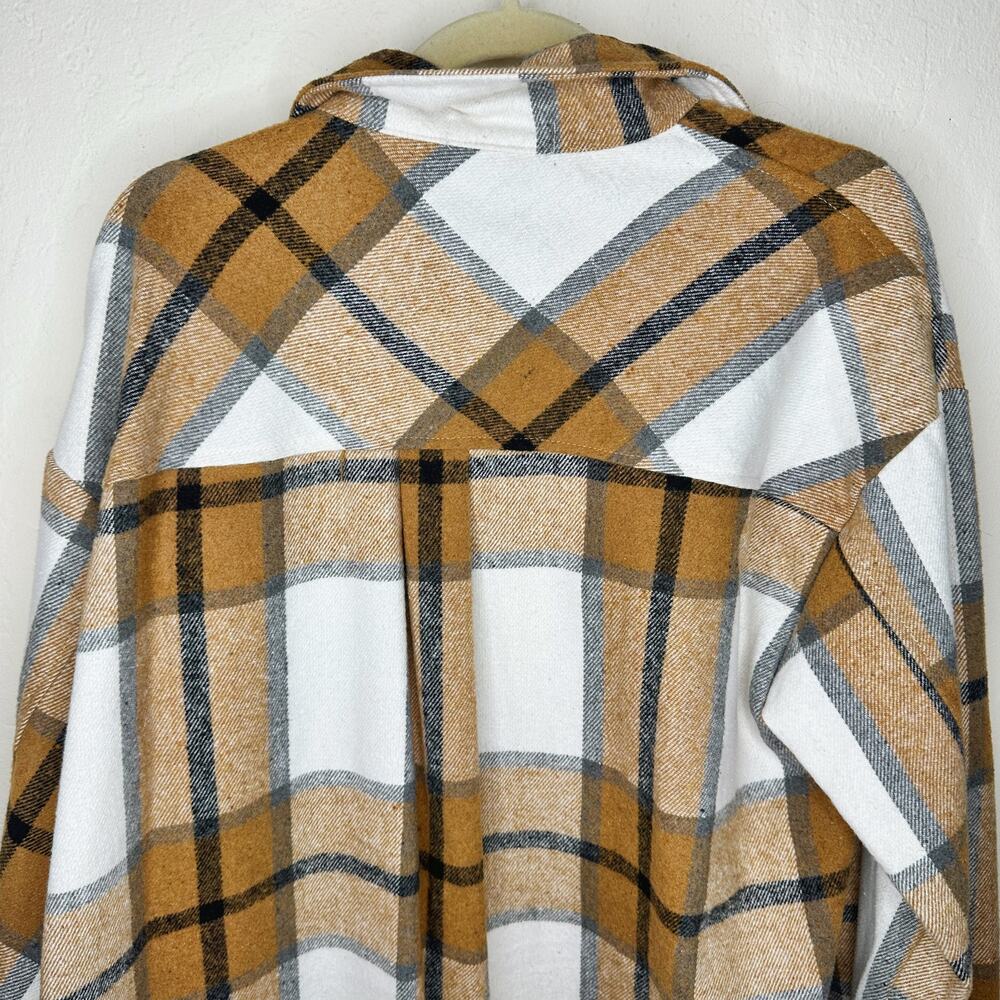 NWT Amazon Automet Plaid Flannel Button Down Fall Shirt Jacket Shacket Large - Picture 10 of 14